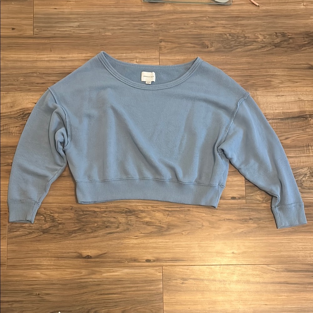 American Eagle Outfitters Blue Boxy Crop Sweatshirt